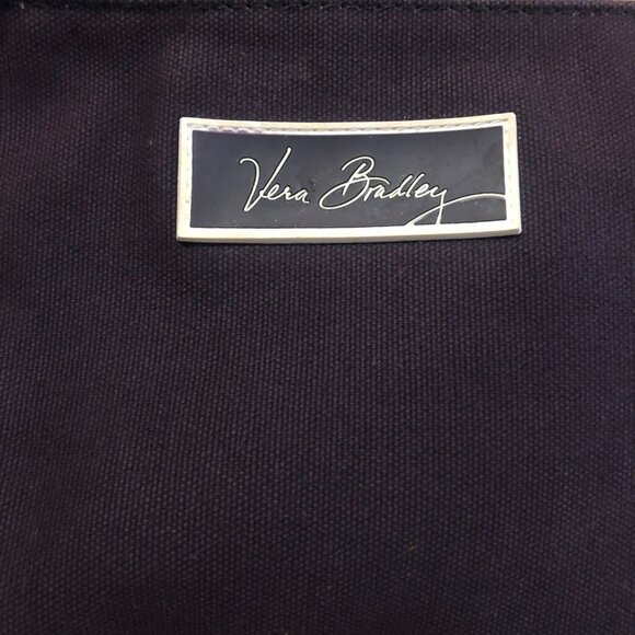 Vera Bradley Navy Canvas Cosmetic Bag With Zipper Closure Outside Pocket - Picture 2 of 7